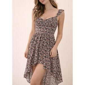 As U Wish Floral Sweetheart Hi Low Ruffle Maxi Dress Small Spring Cottage Garden